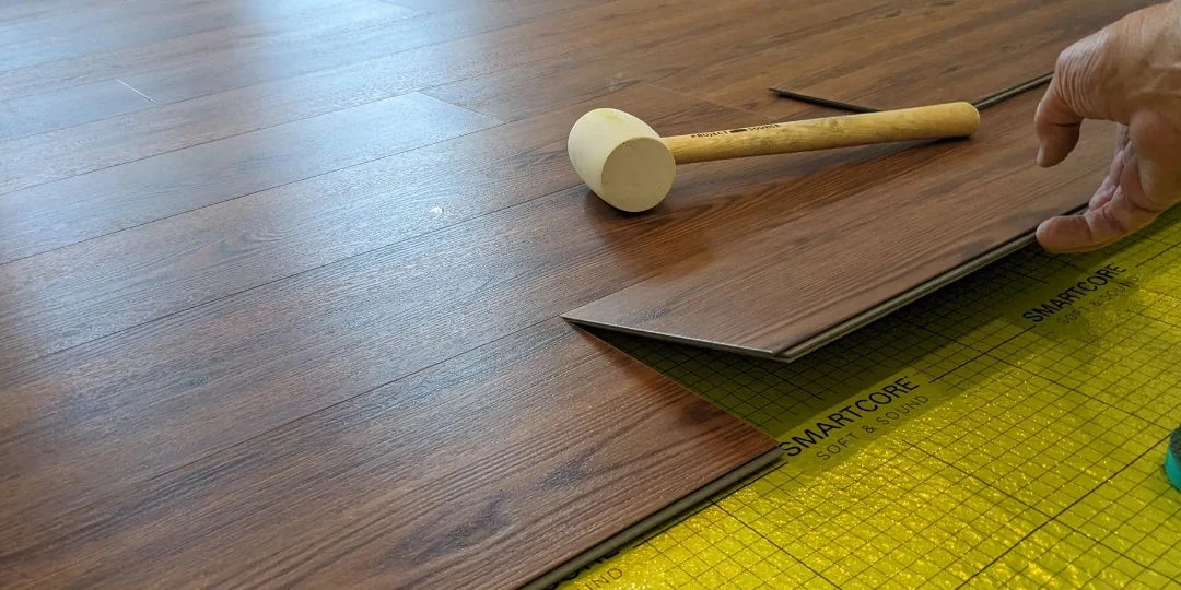 Vinyl Flooring Installation with Smartcore Underlayment as an inexpensive flooring products
