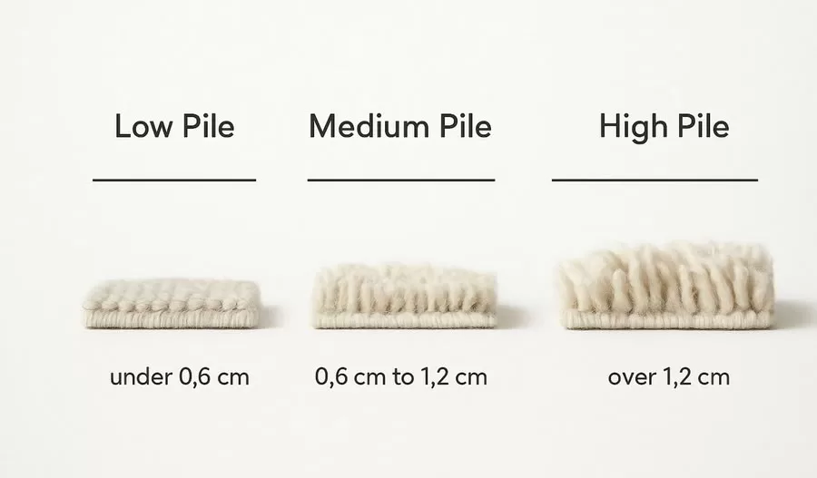 8 Tips for Buying Carpets and Rugs Carpet and Rug pile height demonstration with 0.6cm to over 1.2cm