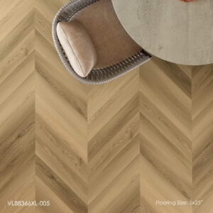 Chervon vinyl flooring detail display