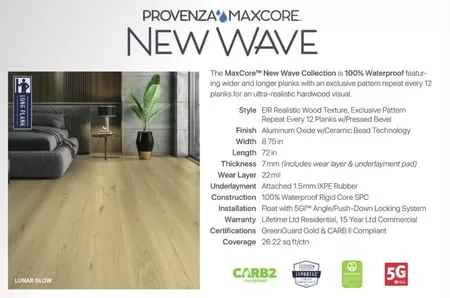 Provenza Floors, Inc. Brand Collection Introduction New Wave waterproof flooring planks