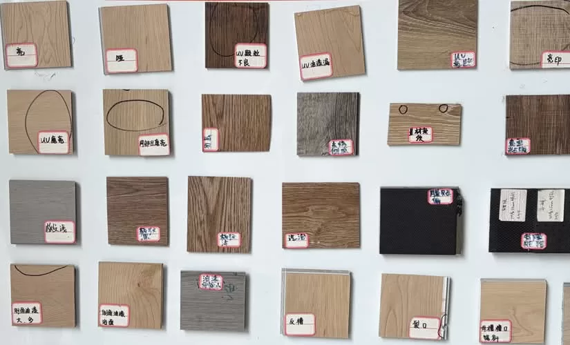 Flooring Product Quality Defect Wall Display at Sreelance Flooring