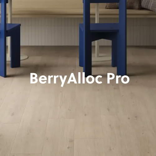 Blue chairs and wood floor by Berry Alloc