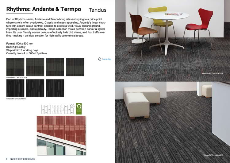 Rhythms Andante Tempo Tandus carpet for commercial floorings