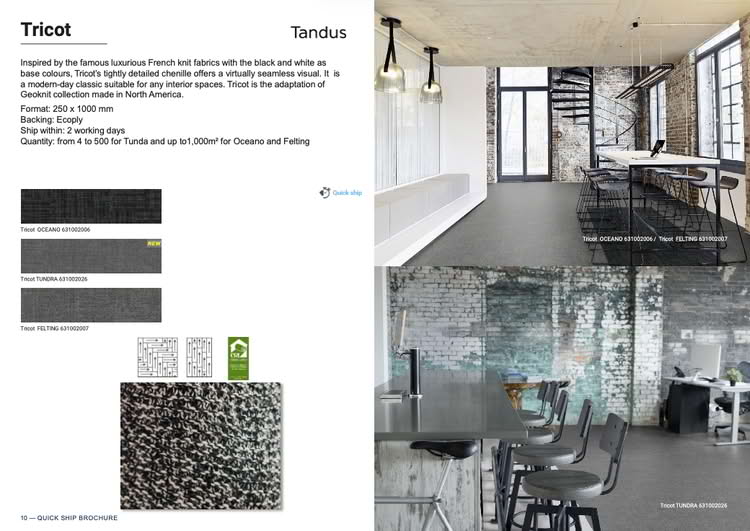 Tricot Tandus chenille fabric by Tarkett Flooring