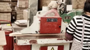 Woodworking machinery in plywood factory
