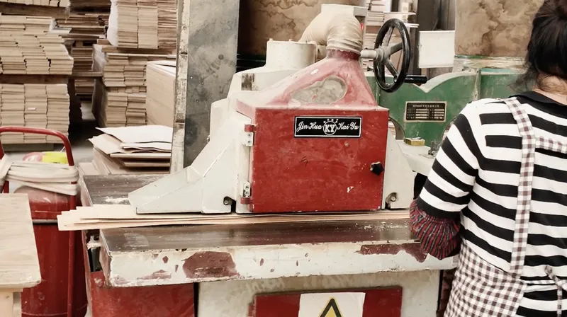 Woodworking machinery in plywood factory